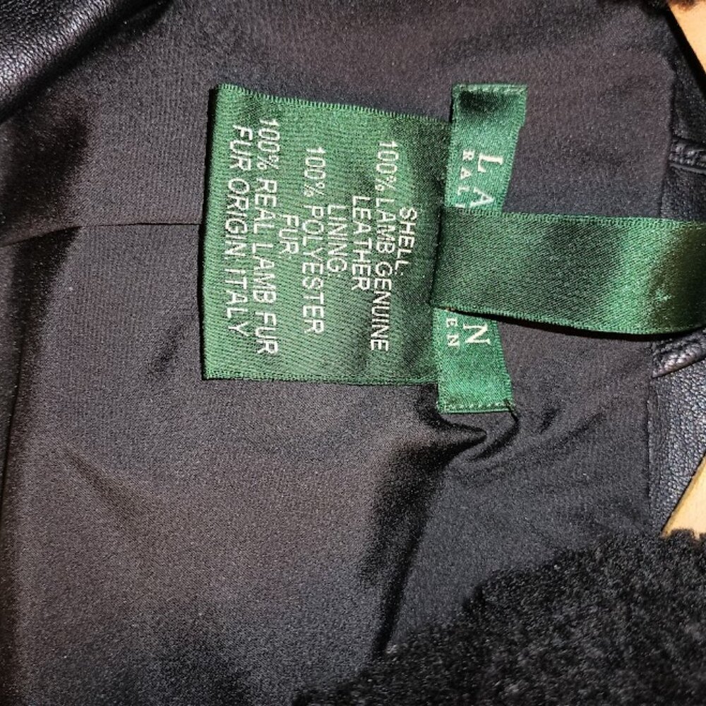 Ralph Lauren women's lamb genuine leather motorcycle jacket size L - Picture 11 of 11